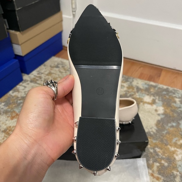 NIB Women Size 7.5 (Euro Size 38) SHEIN Tweed Cap Toe Chain Trim Flats In Black - Picture 11 of 13